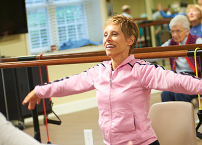 Resident enjoying a wellness class